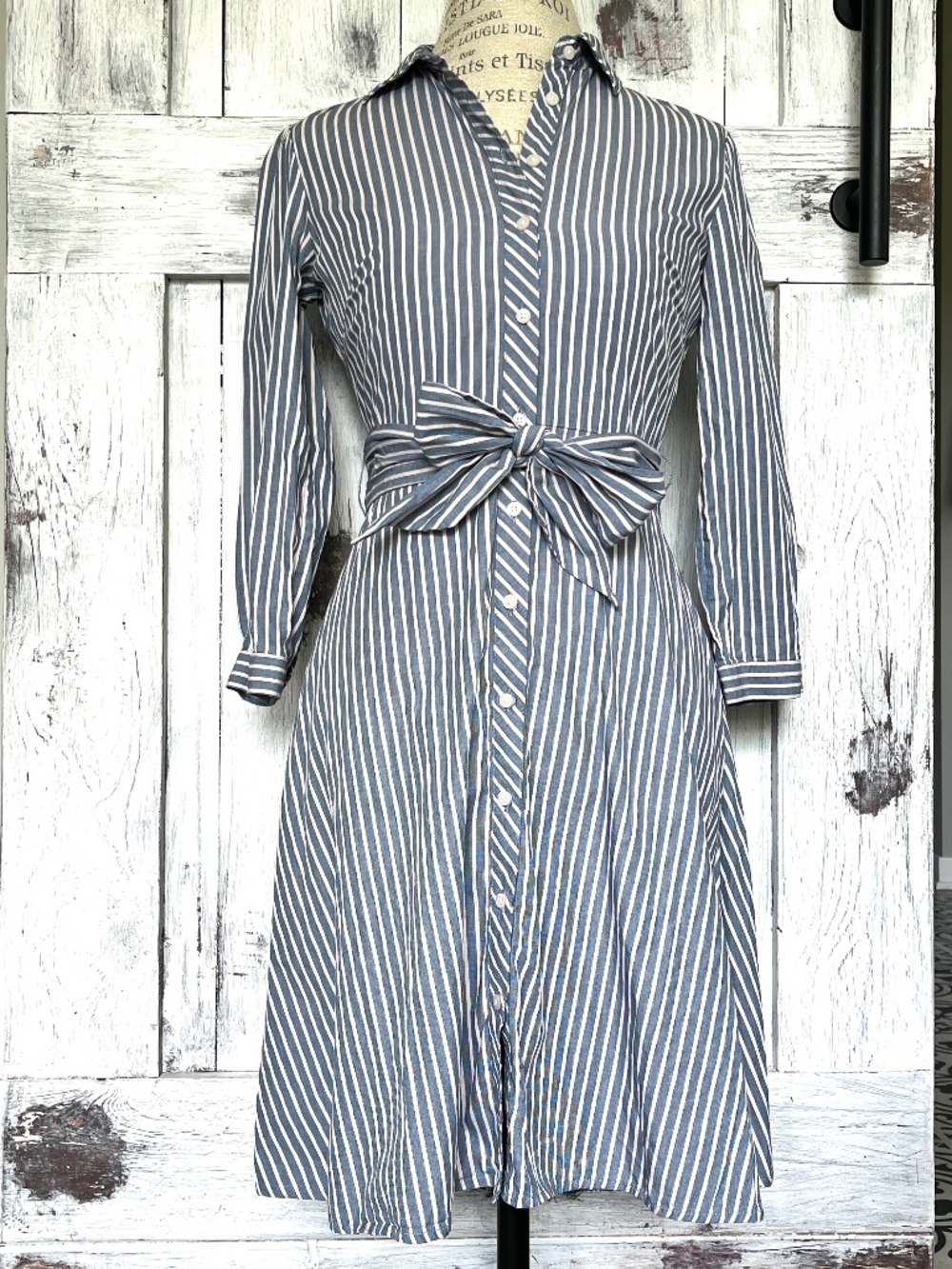 Tommy Hilfiger-Women's Blue & White Striped-Button Down- Shirt Dress-Size 2